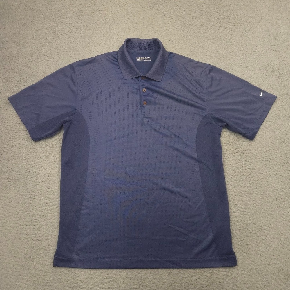 Nike Golf Polo Shirt Mens Large Blue Dri-FIT FitDry Golf Mesh